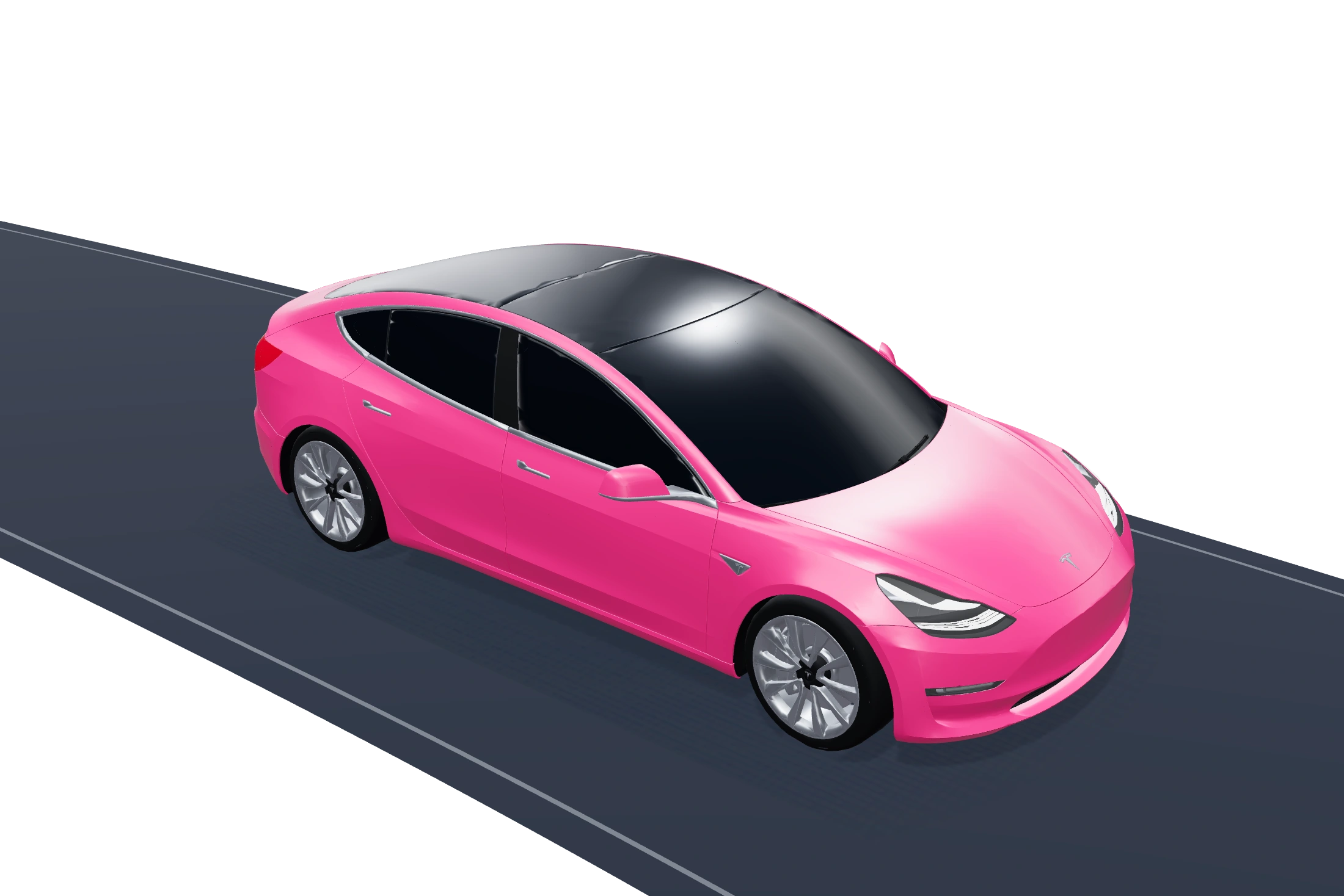 Tesla rose VTCentral, phares blancs